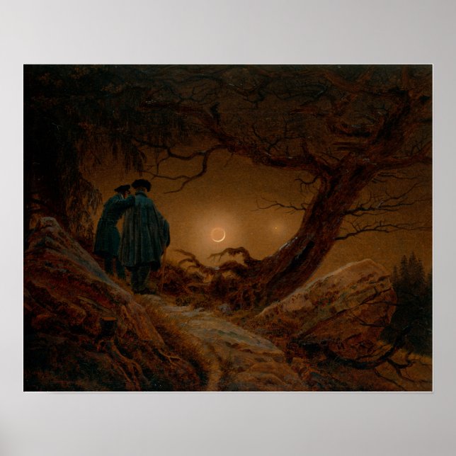 Poster Friedrich - Deux Hommes Contemplent La Lune (Devant)