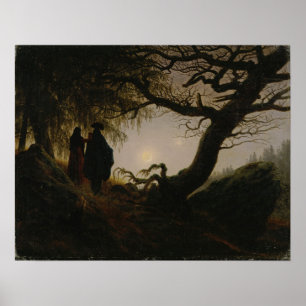 Poster Friedrich - L'homme et la femme envisagent la lune