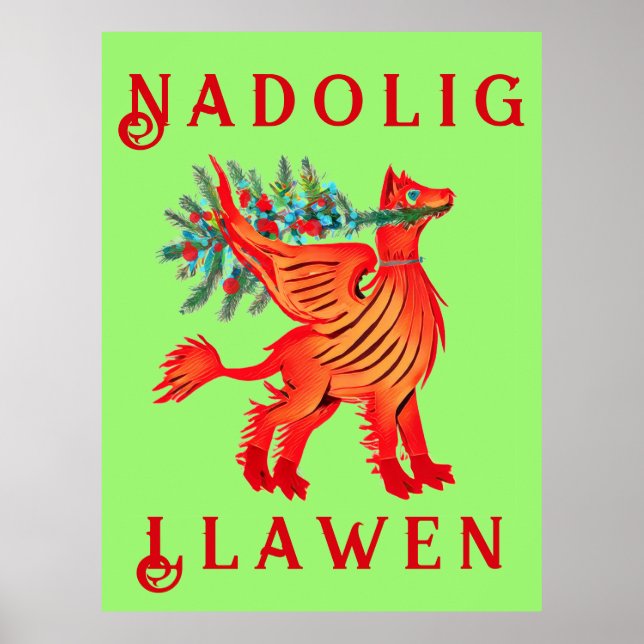 Poster Friendly Red Dragon ou Griffon, ajoutez votre text (Devant)