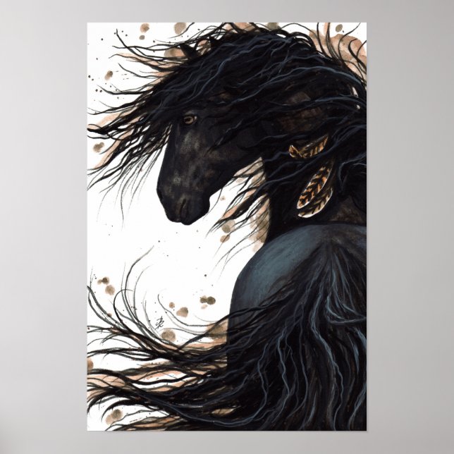 Poster Friesen du cheval Majestic Art par Bihrle (Devant)