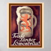 Frinkt Lurcher Lowenbrau Vintage Ad 16 x 20