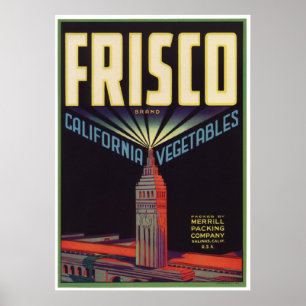 Poster Frisco Vintage Vieux Légumes Crate Étiquettes Publ