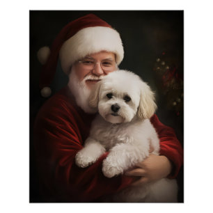 Poster Frise de Bichon avec Noël Festif du Père Noël