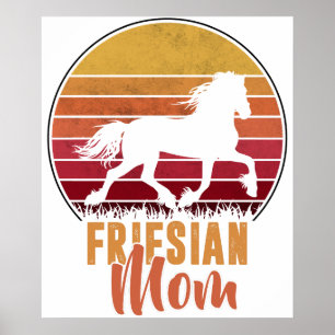 Poster Frison- Mère Frison- Pour amateur de cheval Frison