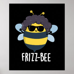 Poster Frizz-Bee Funny Afro Bee Pun Dark BG