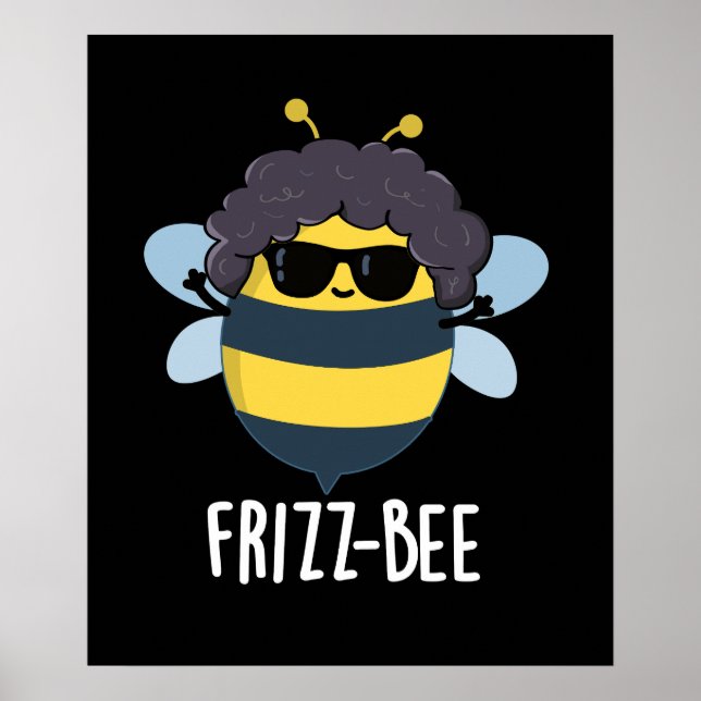 Poster Frizz-Bee Funny Afro Bee Pun Dark BG (Devant)