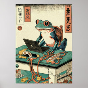 Poster Frog Jouer Pc Jeux, Ukiyo-e Frog Art, Frog