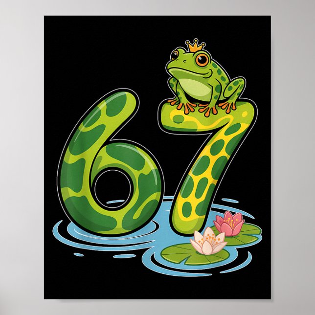 Poster Frog Number 67 Or 67th Birthday Cool Meme Six Seve (Devant)