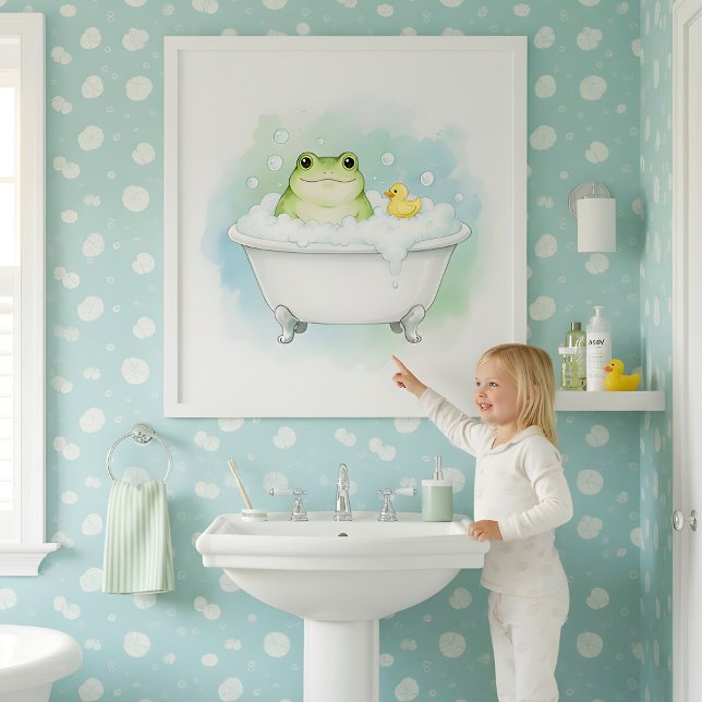 Poster Froggy Bath Time Fun Kids Bathroom Wall Art (Créateur téléchargé)
