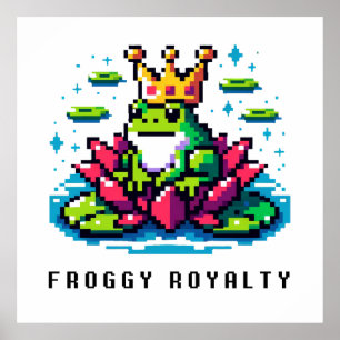 Poster Froggy Pourcentage Cute Pixel Art Crowé Frog Desig