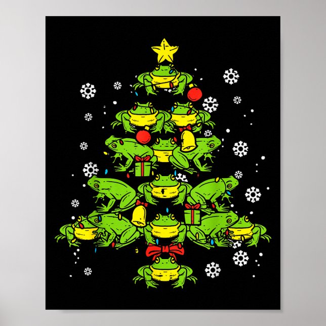 Poster Frogs Christmas Tree Animal Xmas Women Men Kids  (Devant)