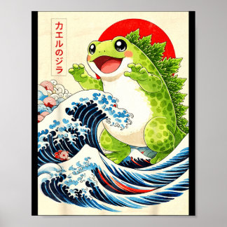 Poster Frogzilla Frog Japanese Art Funny Anime For Men Wo