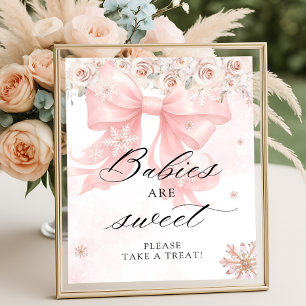 Poster Froid Hiver Hiver Pink Bow Baby sont doux