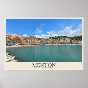 Poster Front de mer de Menton et baie méditerranéenne