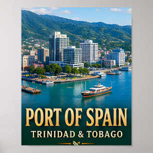 Poster Front de mer de Port-d'Espagne et énergie caribéen