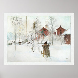 Poster Front Yard and Wash House Carl Larsson