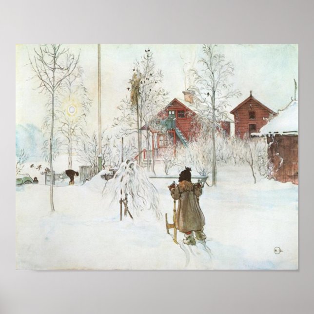 Poster Front Yard et Wash House par Carl Larsson (Devant)