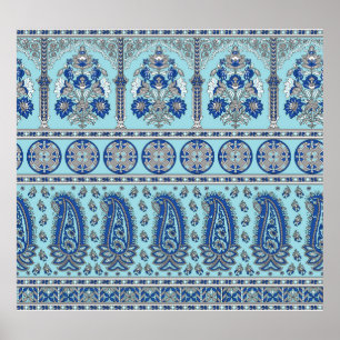 Poster Frontière asiatique de Paisley : Design traditionn