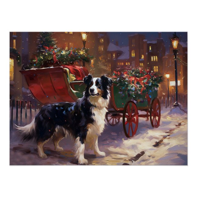 Poster Frontière Collie Festive de Noël (Devant)