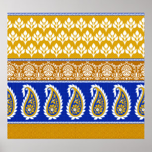 Poster Frontière traditionnelle indienne paisley