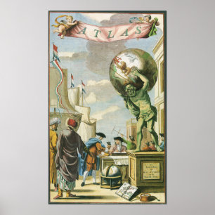 Poster Frontispice d'atlas de l'ère baroque Globe terrest