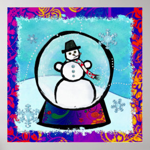 Poster Frost Man Snow Globe Folk Art