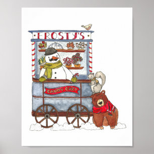 Poster Frosty’s Candy Cart - Joli Snowman de vacances