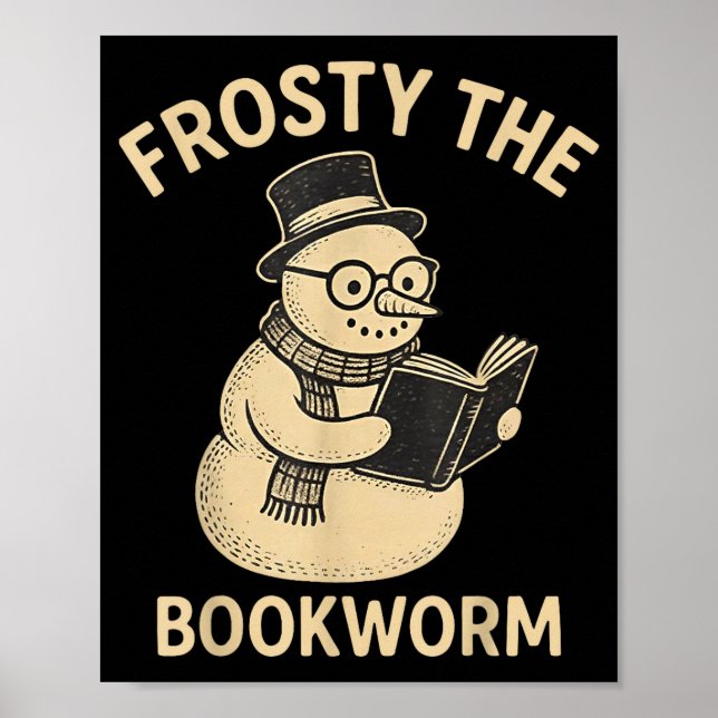 Poster Frosty The Bookworm Snowman Reading  (Devant)