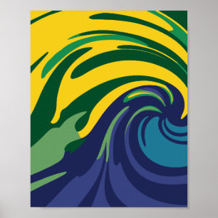Poster Frotte vibrante de vert, jaune et bleu