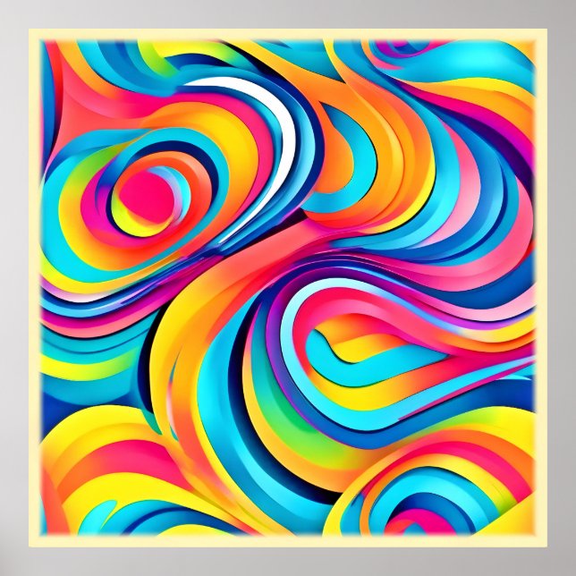 Poster Frottes Abstraites vibrantes de couleur (Devant)