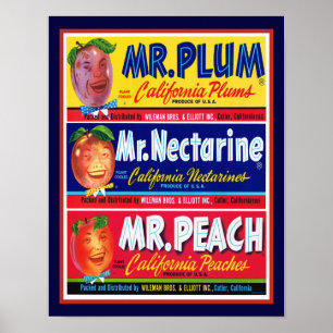 Poster Fruit de Californie des années 1950 vintage