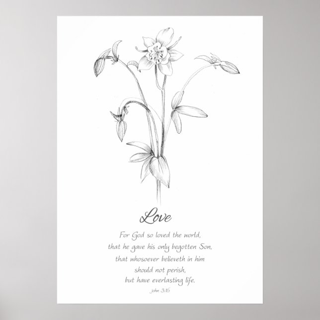 Poster Fruit de l'Esprit Jean 3:16 Écriture d'amour Bible (Devant)