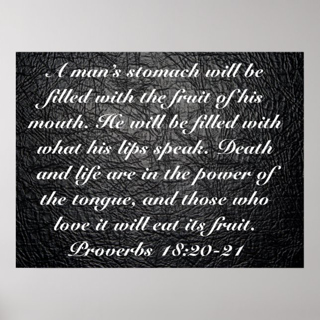 Poster fruit de sa bouche vers de la bible Proverbes 18:2 (Devant)