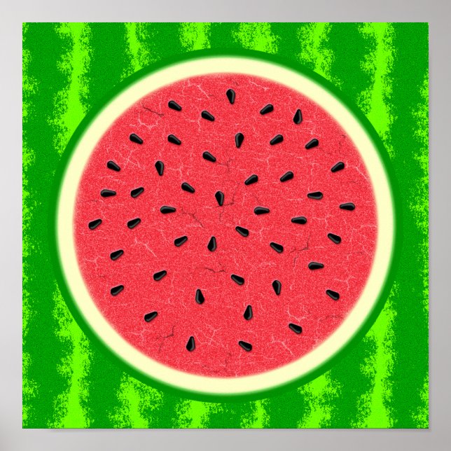 Poster Fruit d'été de la tranche de pastèque à la croûte (Devant)