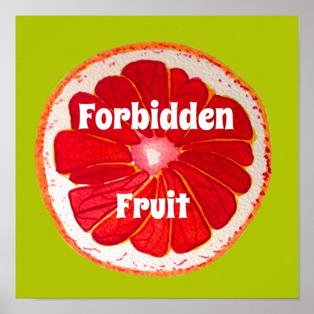 Poster Fruit interdit slogan Pop art pamplemousse rose (Devant)