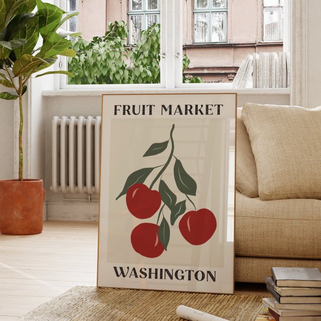 Poster Fruit Market Washington Red Apples Food (In situ Living room)