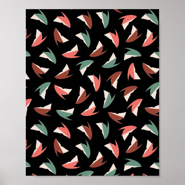 Poster Fruit Motif de tranches de pomme vif Noir (Devant)