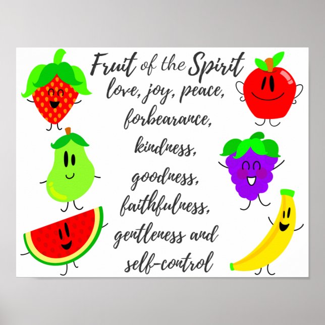 Poster Fruit of the Spirit Kids Wall Art Christian Print (Devant)