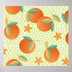 Poster Fruit orange exotique : Vintage tropical.