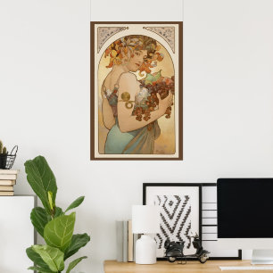 Poster Fruit par Alphonse Mucha, Art Nouveau vintage