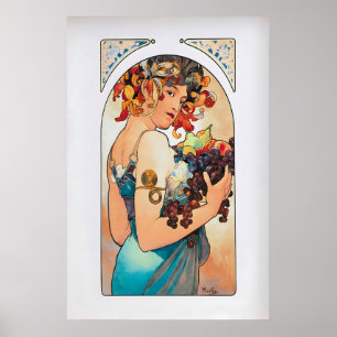 Poster Fruit par Alphonse Mucha Vintage Fine Art Nouveau