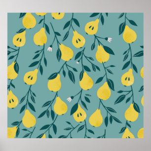 Poster Fruit poire jaune : Arrière - plan Vintage