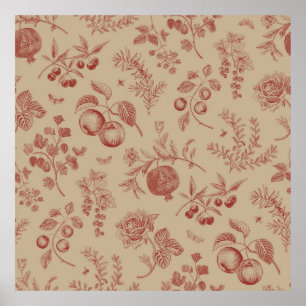 Poster Fruits, baies et fleurs. Motif transparent à l'aut