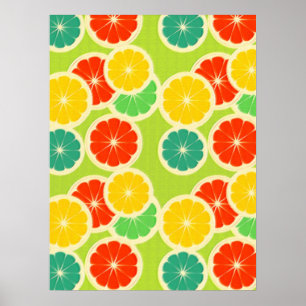 Poster Fruits d'agrumes frais, joli coloré