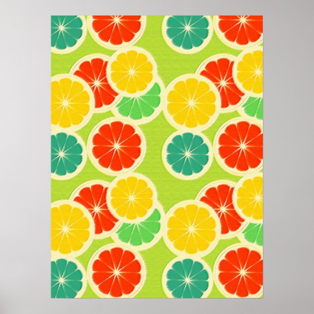 Poster Fruits d'agrumes frais, joli coloré (Devant)