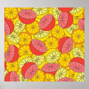 Poster Fruits d'agrumes Motif transparent