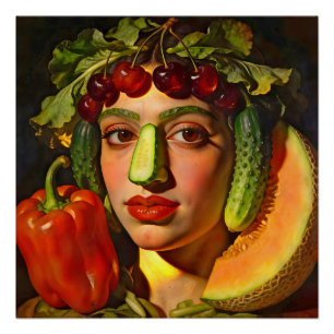Poster Fruits de l'Expression – Un Portrait Surréaliste