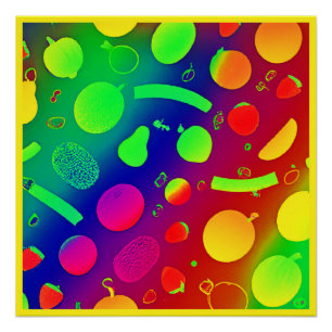 Poster Fruits de Neon Vibrant coloré Art Motif