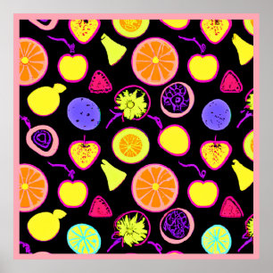 Poster Fruits de Neon Vibrants