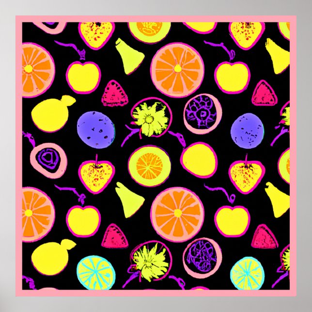 Poster Fruits de Neon Vibrants (Devant)